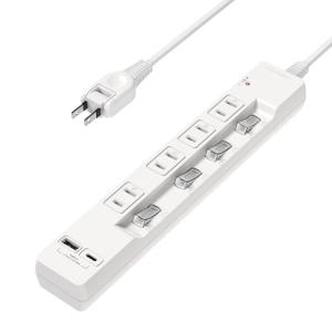 エムサイン Mscien 電源タップ usb 延長コード 2m 4個AC差込口 2個USBポート（1個usb-c 1個usb-a）たこあしコンセント 雷ガード usb コンセント 個別