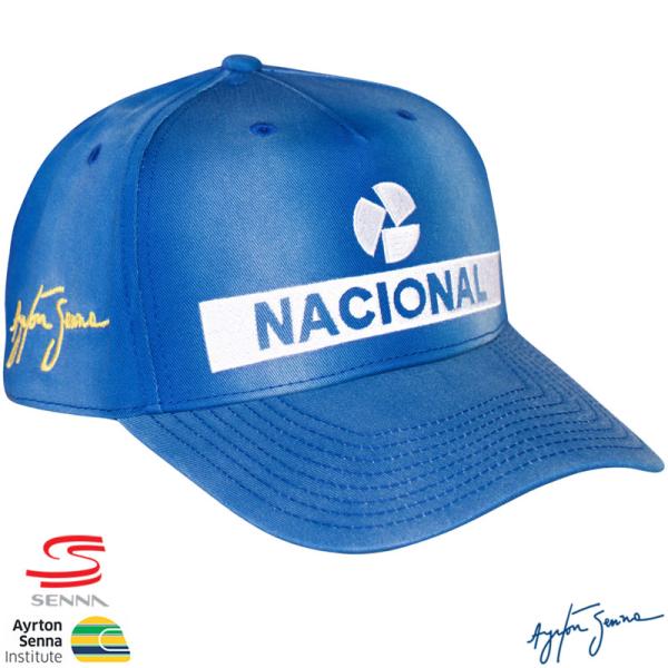 アイルトン・セナ SENNAロゴ公式 NACIONAL ヴィンテージキャップ ウォッシュブルー Ay...