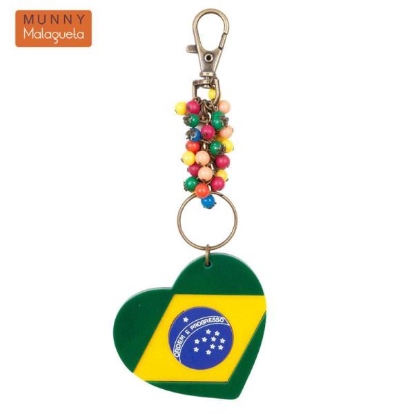 ハート型ブラジル国旗チャームキーホルダー MUNNY by Malagueta