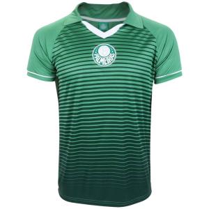 パルメイラス公式エンブレム入り 襟付きボーダーTシャツ 速乾 PALMEIRAS グリーン｜sorte-brazil