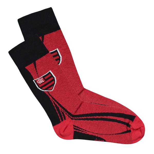フラメンゴ公式メンズソックス エンブレム FLAMENGO ブラジルサッカー 靴下 レッド×ブラック