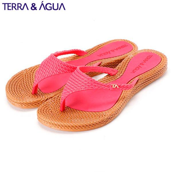 TERRA &amp; AGUA テーハ＆アグア コンフォートビーチサンダル トング ピンク×ブラウン 