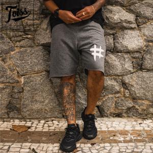 【TOISS】＃刺繍 スウェットショート丈パンツ チャコールグレー TOISS ビッグ＃刺繍 切りっぱなしスウェットショート丈パンツ