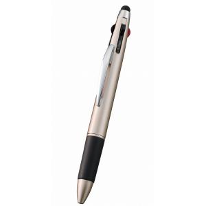 ノベルティ 記念品　タッチペン付3色+1色スリムペン(再生ABS) シャンパンゴールド　