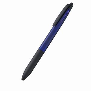 販促品 ノベルティ グッズ/名入れ ロゴ入れ オリジナル　タッチペン付3色ボールペン(再生ABS) ネイビー