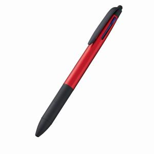 販促品 ノベルティ グッズ/名入れ ロゴ入れ オリジナル　タッチペン付3色ボールペン(再生ABS) レッド