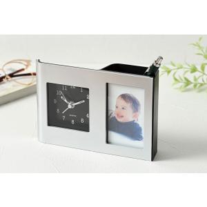 福利厚生 周年 卒業 記念品/名入れ ロゴ入れ オリジナル　フォト&ペンスタンドクロック