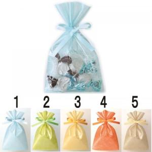 店舗 業務用 物販向け　[ギフト用 巾着 リボン付] クリア S2(W120×H200mm)