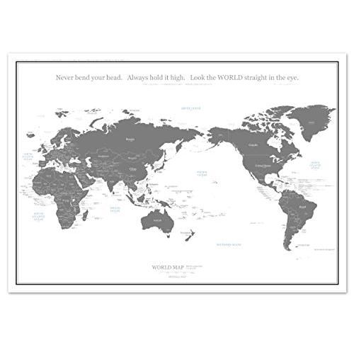 ミニマルマップ 世界地図 シンプル で おしゃれ な インテリア ワールド マップ (A2（防水） ...