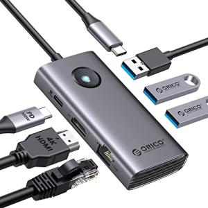 ORICO USB C ハブ 6-in-1 3*USB3.0 4K@30Hz HDMI出力 100W PD充電 1Gbps イーサネット LAN｜sosola-shop