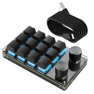 SIKAI CASE 新型番 片手キーボード プログラマブルキーボード メカニカルキーボード 12キー有線接続 RGB付き ノブ2個 18キャラ