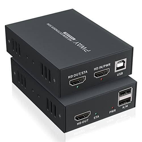 HDMI KVM エクステンダー USB HDMI 延長器 同時出力 送受信機セット 1080P@6...
