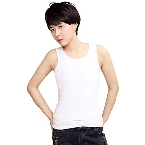 ナベシャツ 胸つぶし タンクトップ ロング スポブラ 調整フック コスプレ 男装 (ホワイト XL)
