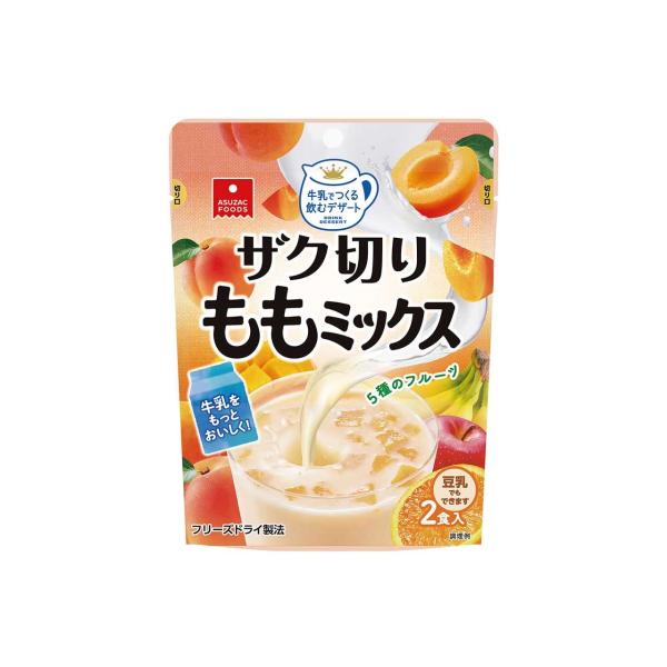 アスザックフーズ 牛乳でつくる飲むデザート ザク切りももミックス 2食 ×12個