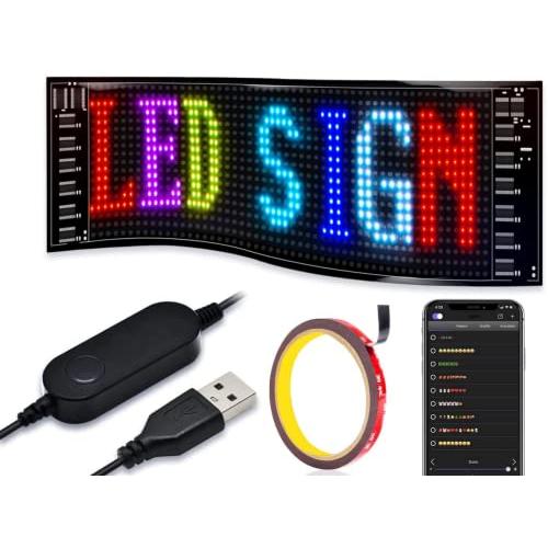 SUBORAWOS USB LEDカラーサイン スクロールメッセージボード LEDパネルカーサインデ...