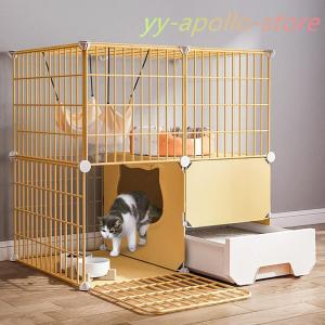 猫ケージ トイレ付 大型 キャットケージ ケージ ゲージ ペット 猫 ベビー キャット ケージ屋内猫ベビーサークル ゲージ キャットタワー スタジアム ドア付き ワ