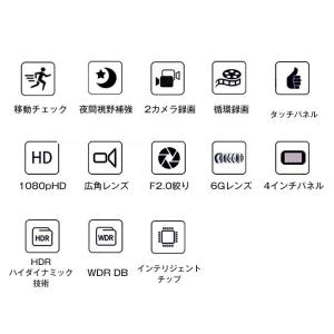 ドライブレコーダー 前後カメラ HD録画 フロ...の詳細画像2