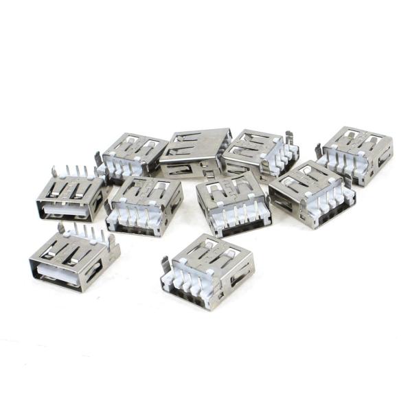 uxcell USBジャック 基板取付用USBコネクタ USB Aジャックポート 4ピン メス 90...