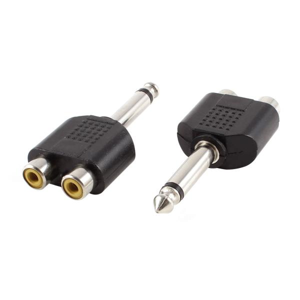uxcell オーディオ アダプター 6.35mm モノラル オス-デュアルRCAメス ステレオ カ...