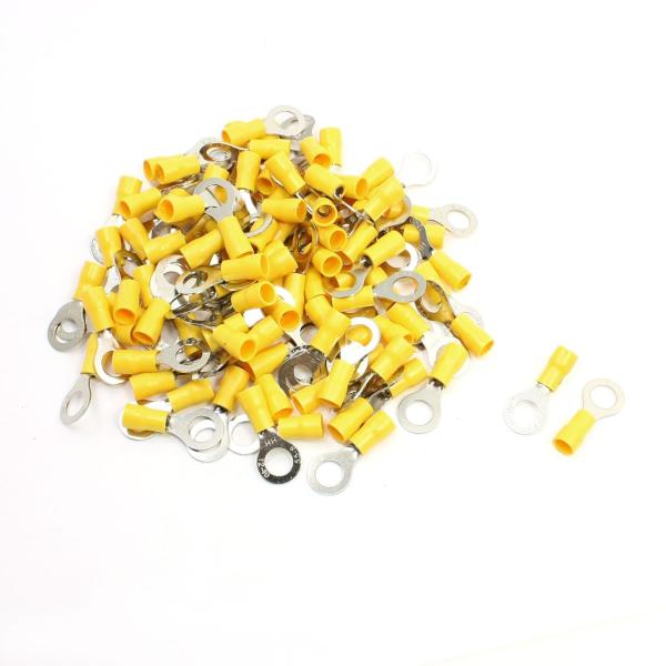 uxcell プレ絶縁リングターミナル PVCメタル製イエロー リングタングタイプ AWG 12-1...
