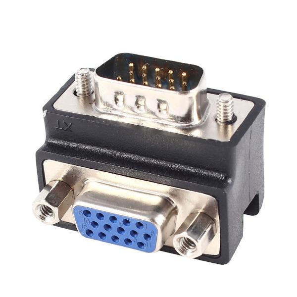 uxcell VGAアダプタ HD15 3列 15ピン M/F 90度 コネクタ アダプタ ブラック