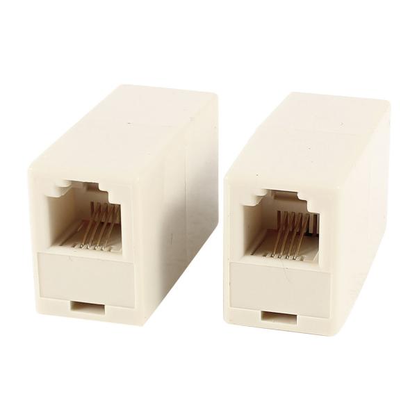 uxcell RJ11電話アダプタ　インラインコネクタ 6P4Cメス　F/F　2個入り