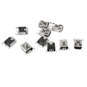 uxcell ミニUSB(Bタイプ)メスソケット USBコネクタ 180度 5ピン