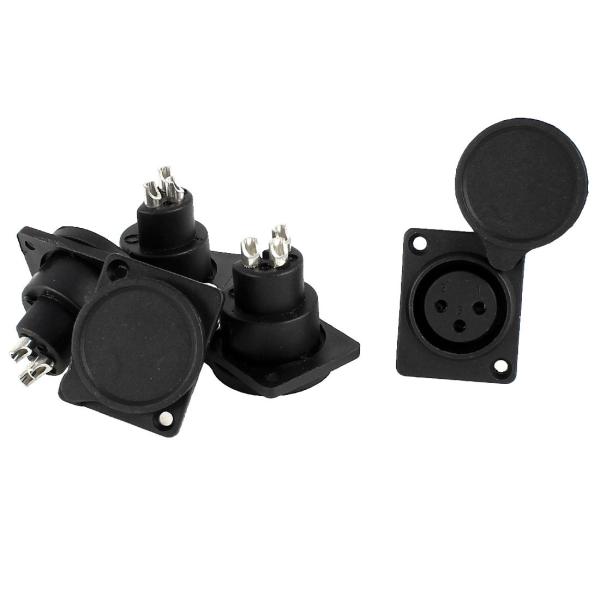 uxcell パネルマウント ソケット ブラックカバー XLR 3ピンメスシャーシ シルバートーン ...