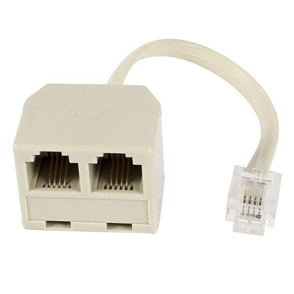 uxcell RJ11 6P4C オス - 2x メス コネクタ M/F 分離器 電話 アダプタ ケ...