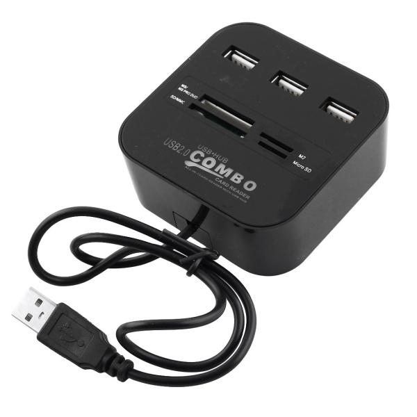 uxcell USBハブカードリーダー コンボカードリーダー ブルーのLEDライト スプリッタのUS...