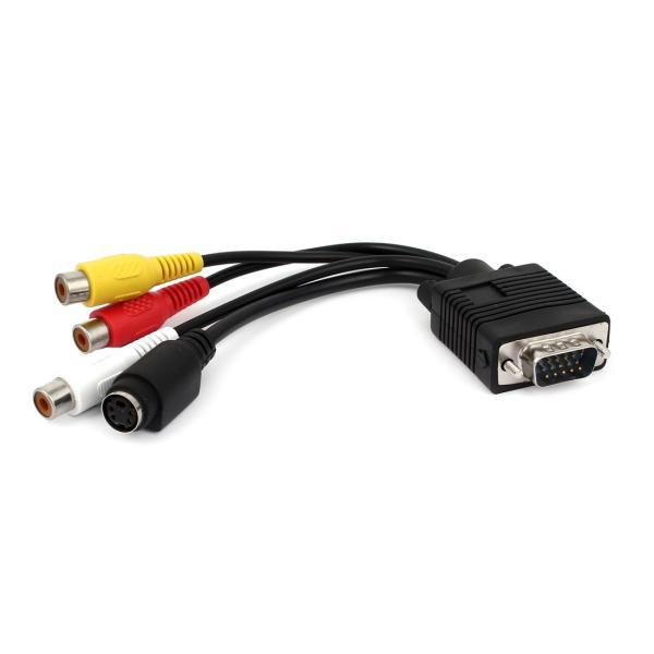 uxcell VGA -S-ビデオ 3 RCA アダプターケーブル 総丈 18cm カラーコード