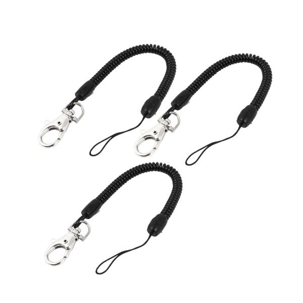 uxcell バネスパイラルコイル ストレッチキーホルダーリング ロブスタークラスプ ストラップ ブ...