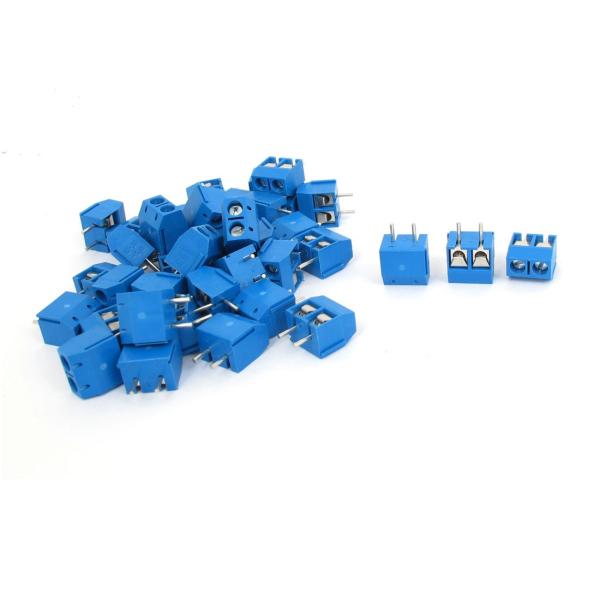 uxcell PCBターミナルブロック　ブルー　40個入 2ピン AC 300V 10A