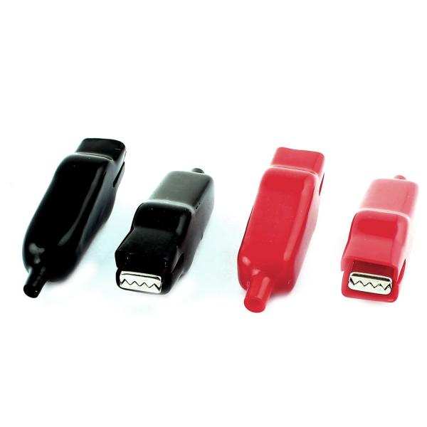 uxcell ワニ口 バッテリークリップ 80mm 電力テスト 絶縁クリップ ブラック レッド 2ペ...