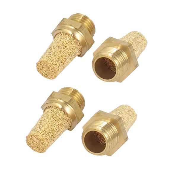 uxcell 1/8BSP 青銅 空気 排気 マフラーゴールドトーン 4pcs