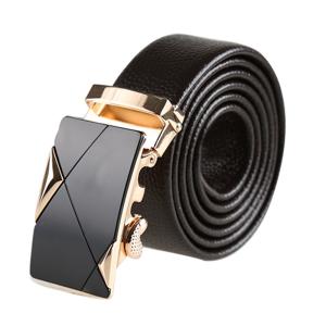 uxcell メンズ レザー ベルト オートロック 自動バックル 穴なし ビジネス カジュアル 幅3.5cm 125cm タイプ2(ダークブラウン)