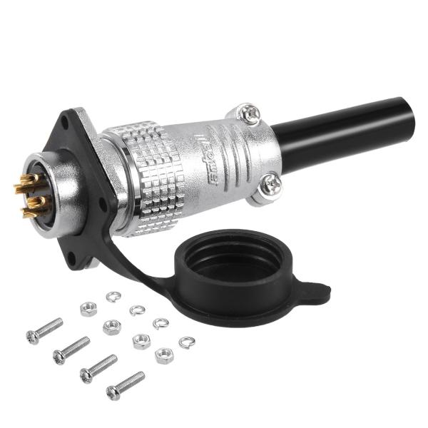 uxcell 航空コネクタ 20mm 4P 15A 250V P20-4 防水 オス ワイヤ パネル...