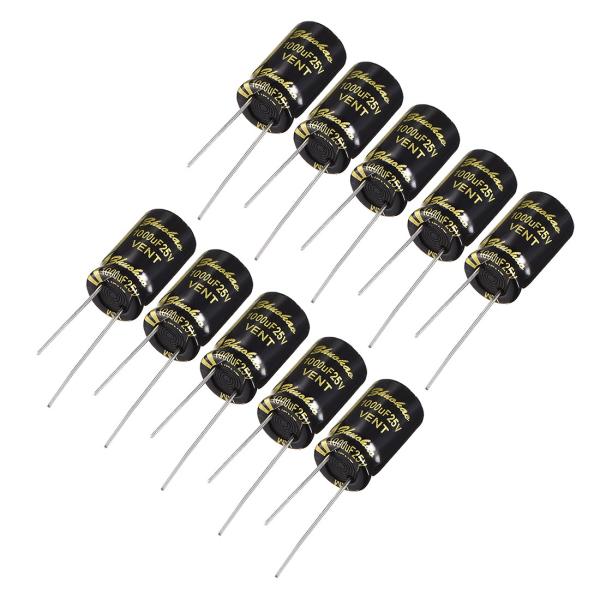 uxcell 電解コンデンサ 1000uF 25V 10x17mm ラジアルリードタイプ 10個入り