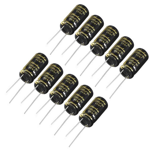 uxcell 電解コンデンサ 2200uF 16V 10x20mm ラジアルリードタイプ 10個入り