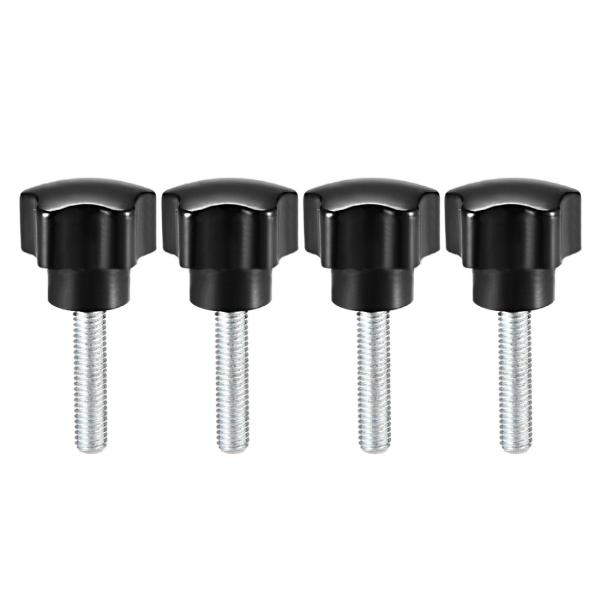 uxcell スターノブ グリップ ブラック PP M6 x 25mm オススレッド 4個入り