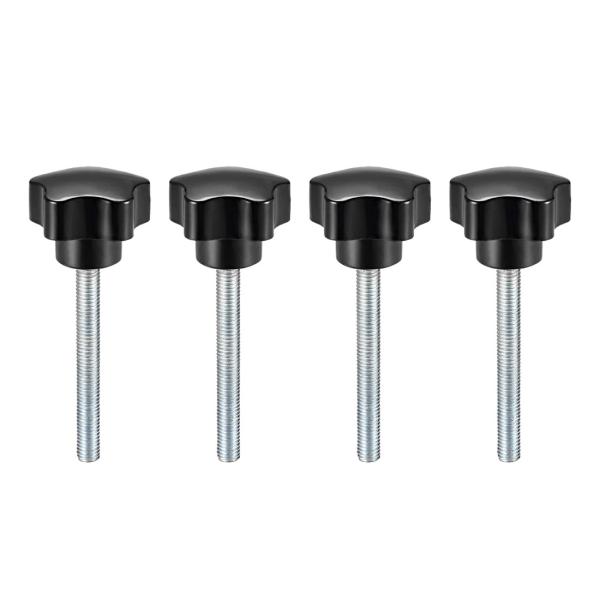 uxcell クランプノブ　スターノブ　グリップ　ブラック　PP　　M8x70mm　オススレッド　4...