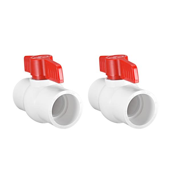 uxcell ボールバルブ PVC 水道管 スリップエンド 32mm 内径 穴径 赤 ホワイト 2個