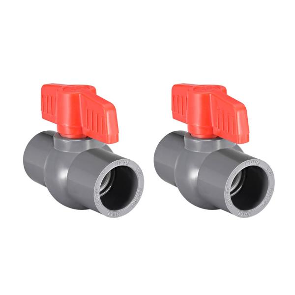 uxcell ボールバルブ PVC 給水管 スリップエンド 19mm 内径 穴径 赤 グレー 2個