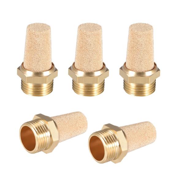 uxcell 真鍮エキゾーストマフラー 真鍮ボディ付き オススレッド16.2mm ブロンズマフラー ...