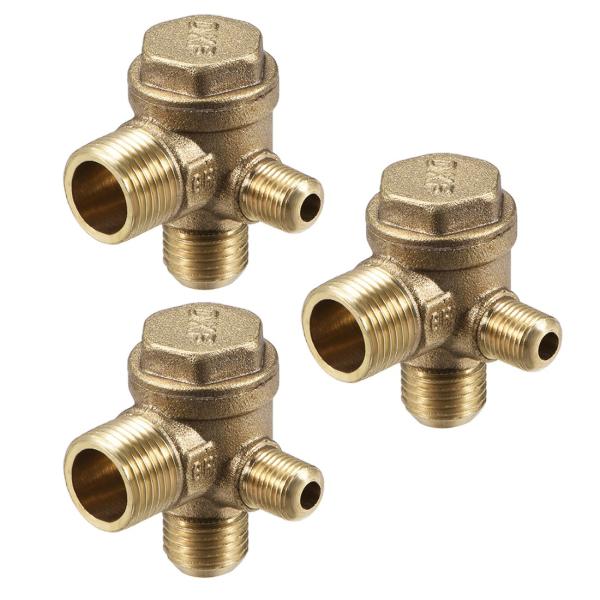 uxcell エアコンプレッサーチェックバルブ M10xM14xPT3/8 オススレッド 3ウェイ ...