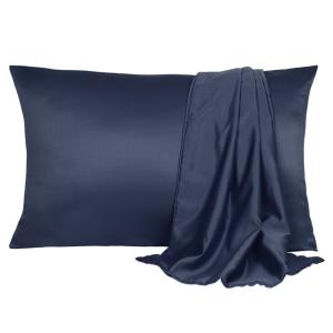 uxcell 2パックシルクサテン枕 髪と肌用 クール シルキー 柔らかい通気性の枕ケース 封筒付き 海軍 幼児｜soten2