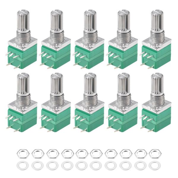 uxcell 炭素被膜ポテンショメータ 可変抵抗器 シングルロータリー RV097NS 500KΩ ...