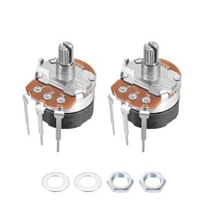 uxcell 炭素被膜ポテンショメータ WH138 100KΩ シングルターン 丸シャフト 2個入り