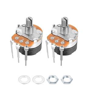 uxcell 炭素被膜ポテンショメータ WH138 10KΩ シングルターン 丸シャフト 2個入り