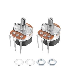 uxcell 炭素被膜ポテンショメータ WH138 500KΩ シングルターン 丸シャフト 2個入り